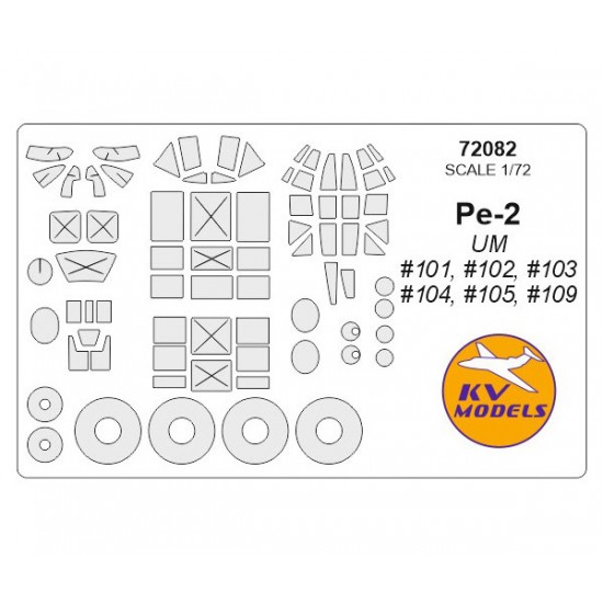 1/72 Petlyakov Pe-2 Masking w/Wheels Masks for UM #101, #102, #103, #104, #105, #109