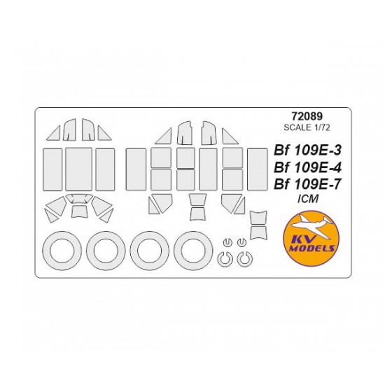 1/72 Bf-109E-3/E-4/E-7 Masking w/Wheels Masks for ICM #72131-72135