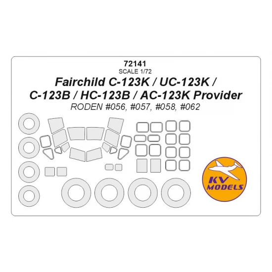 1/72 Fairchild C-123K/UC-123K/C-123B/HC-123B/AC-123K Provider Masking for Roden