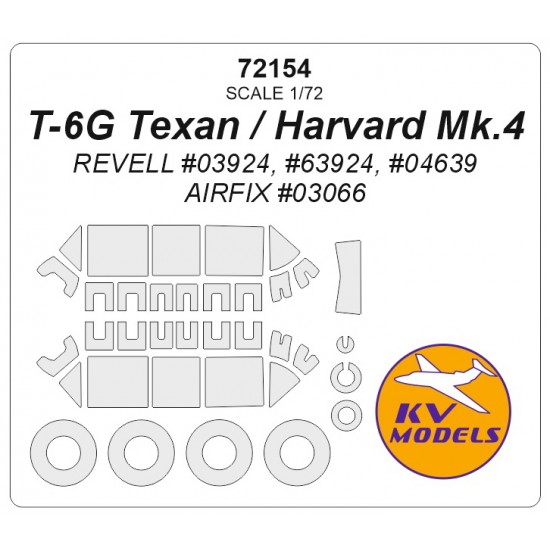 1/72 T-6G Texan / Harvard Mk.4 Masks for Revell #03924, #63924, #04639 / Airfix #03066