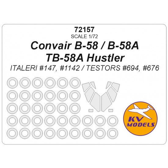 1/72 Convair B-58/B-58A/Tb-58A Hustler Masking for Italeri #147/1142/Testors #694/676