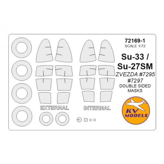 1/72 Su-27SM/Su-33 Double sided Masking w/Wheels Masks for Zvezda #7295, 7297/Revell kits