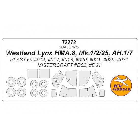 1/72 Westland Lynx H.A.S. Mk.2/Mk.25/HMA Masking for Plastyk/Mistercraft kits