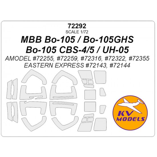 1/72 MBB Bo-105/GHS/CBS-4/CBS-5/UH-05 Masking for Amodel/Eastern Express kits