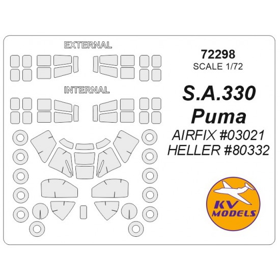 1/72 S.A.330 Puma Masking for Airfix #03021/Heller #80332