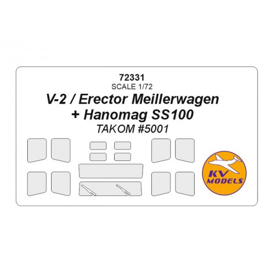 1/72 V-2/Erector Meillerwagen + Hanomag SS100 Masking for Takom kit #5001
