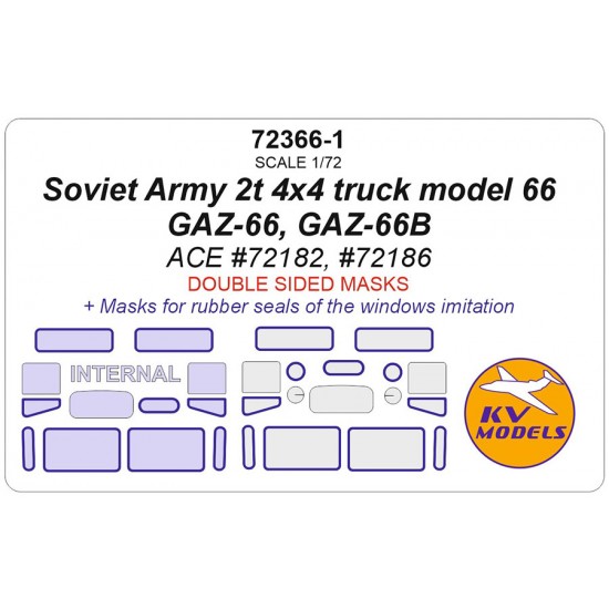 1/72 Soviet Army 2t 4x4 truck 66 GAZ-66, 66B, AC-30 (66 tanker fire engine) Masks for ACE