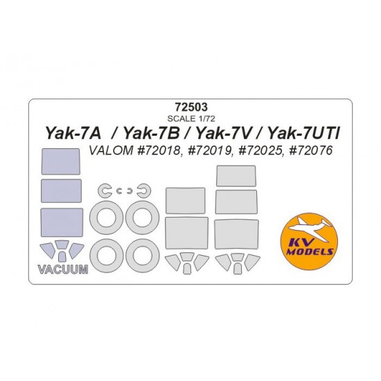 1/72 Yak-7A /7B/7V/7UTI Masking for Valom #72018, #72019, #72025, #72076