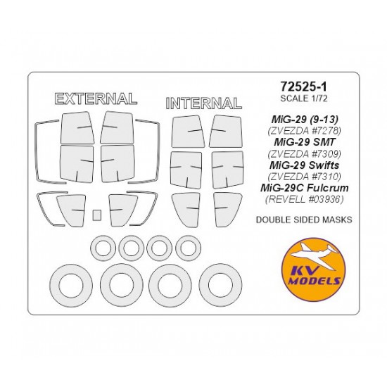 1/72 MiG-29 (9-13) /CMT/Swifts/Fulcrum Masking for Zvezda #7278 #7309 #7310/Revell #03936