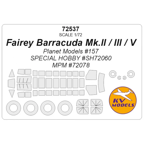 1/72 Fairey Barracuda Mk.V/Mk.II Masking for Planet Models #157/ Special Hobby kits
