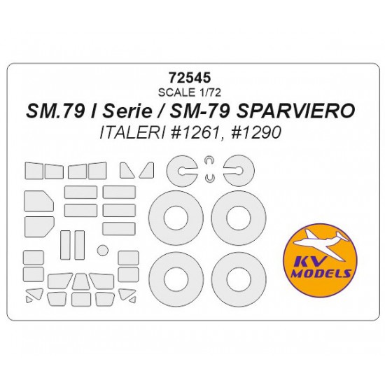 KV Models 1/72 SM.79 I Serie/SM-79 SPARVIERO Masking for Italeri #1261 ...