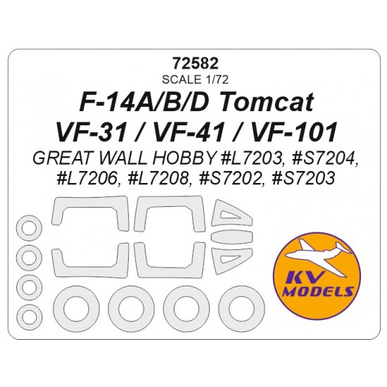 1/72 F-14A/B/D Tomcat / VF-31 / VF-41 / VF-101 Masks for Great Wall Hobby kits