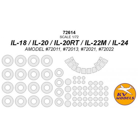 1/72 IL-18/20/20RT/22M/24 Masking w/Wheels Masks for A-Model #72011 #72013 #72021 #72022