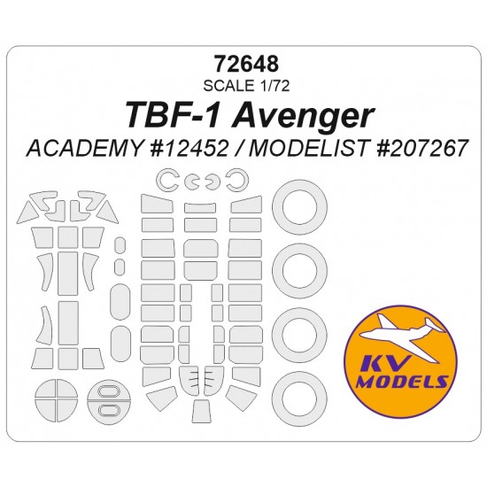 1/72 TBF-1 AVENGER Masking for Academy #12452/Modelist #207267