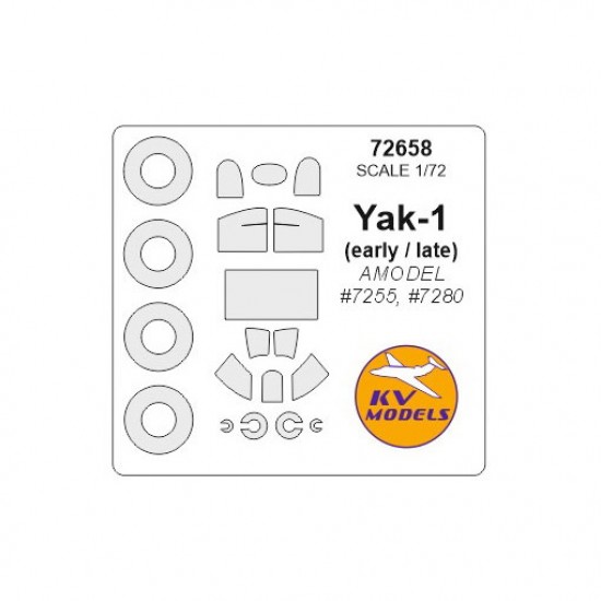 1/72 Yak-1 (early/late) Masking for Amodel #7255, #7280