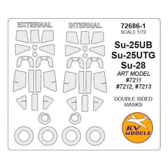 1/72 Su-25UB/Su-25UTG/Su-28 Double-sided Masking for Artmodel #7211, #7212, #7213