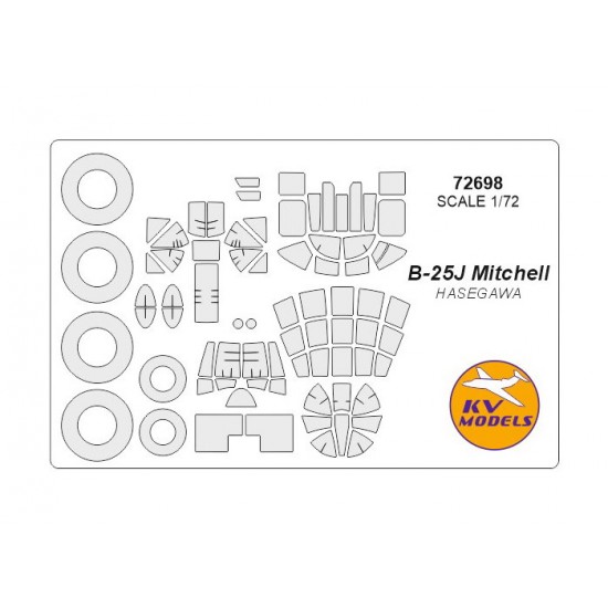 1/72 B-25J Mitchell Masking for Hasegawa #E16 kit