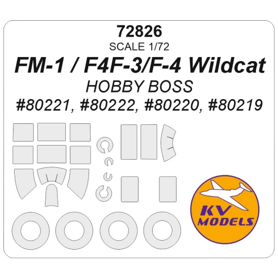 1/72 FM-1/F4F-4/F4F-3 Wildcat Masks for Hobby Boss (canopies and wheels)