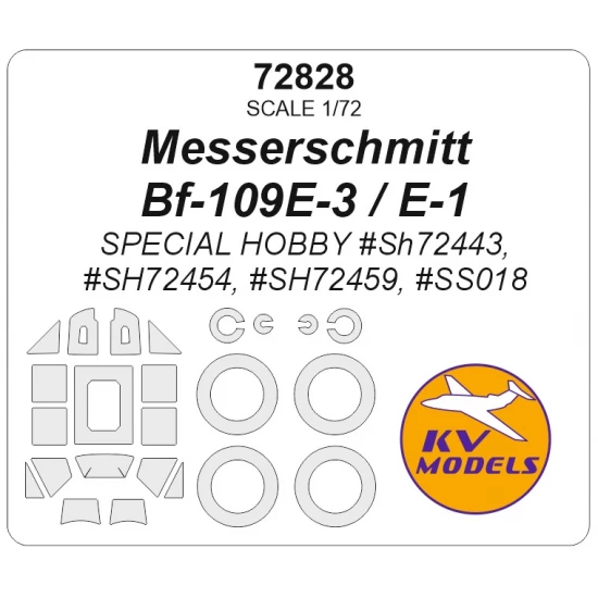 1/72 Messerschmitt Bf-109E-3/E-1 Masks for Special Hobby (canopies and wheels)