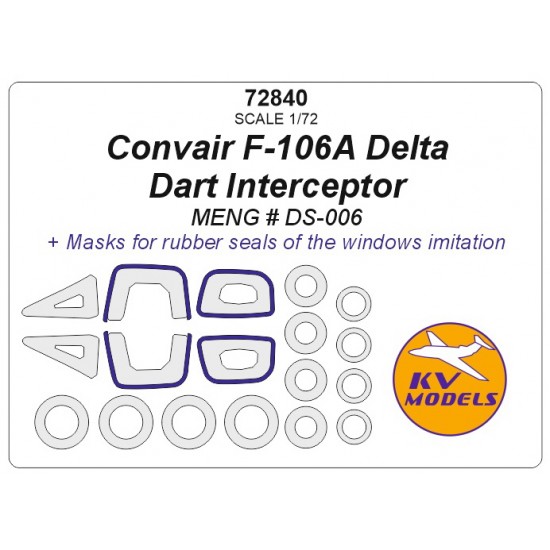 1/72 Convair F-106A Delta Dart Interceptor Masking for Meng #DS-006
