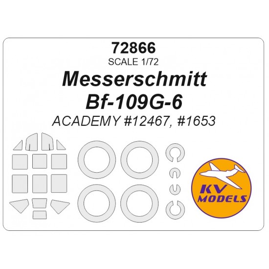 1/72 Messerschmitt Bf-109G-6 Masks for Academy #12467/1653 (canopies and wheels)