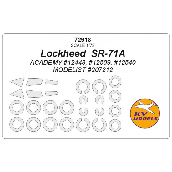 1/72 Lockheed  SR-71A Masking for Academy #12448, #12509, #12540 Modelist #207212