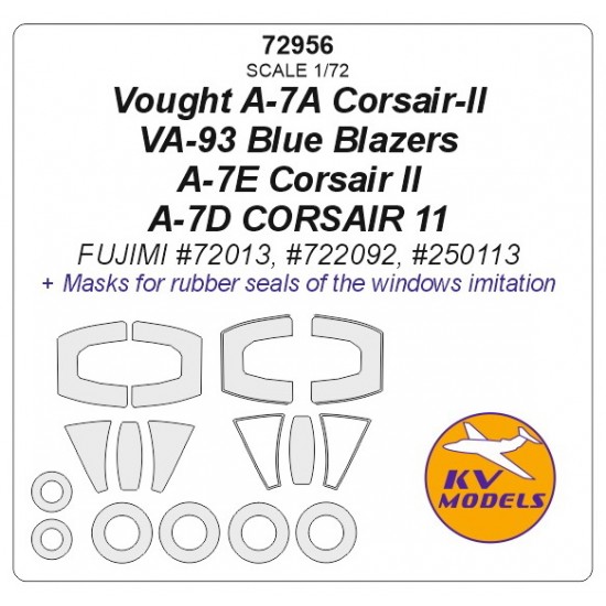 1/72 Vought A-7A/E/D Corsair-II VA-93 Blue Blazers Masking for Fujimi