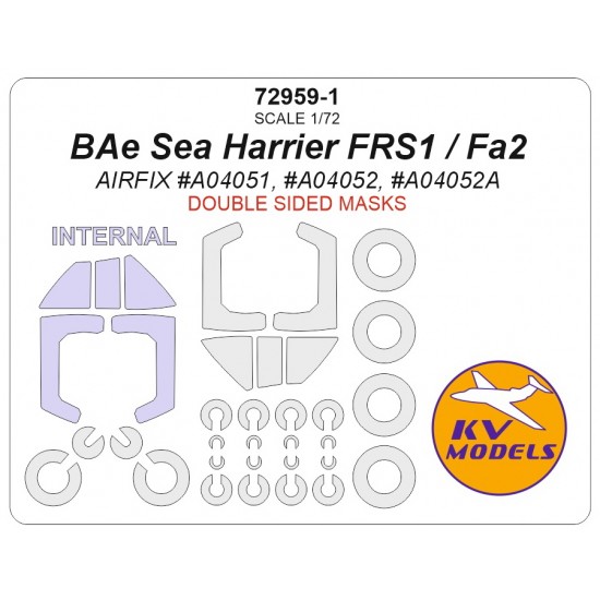 1/72 BAe Sea Harrier FRS1 / FA2 Double-sided Masks for Airfix #A04051 A04052 A04052A