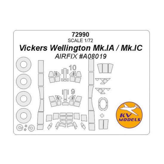 1/72 Vickers Wellington Mk.IA/Mk.IC Paint Masking for Airfix #A08019