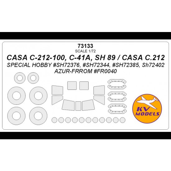 1/72 Casa C-212-100, C-41A, SH 89/C.212 Masks for Special Hobby/Azur-Frrom kits