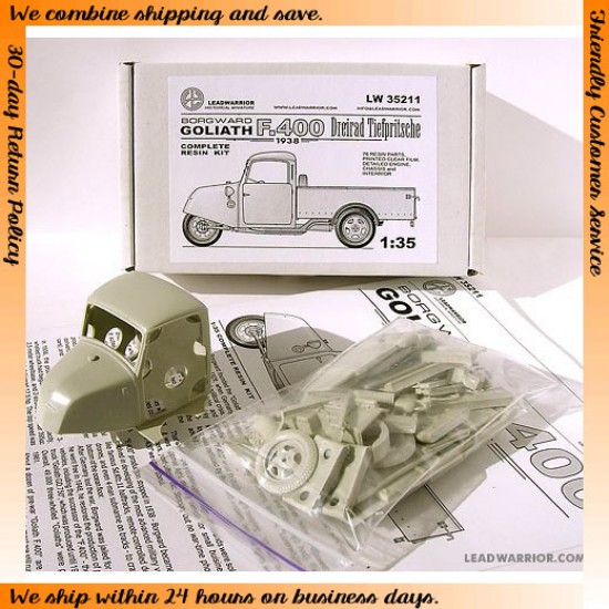 1/35 Borgward Goliath F.400 Dreirad Tiefpritsche mod.1938 (Complete Resin kit)