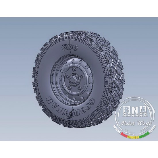 1/35 Land Rover Defender XD Wolf WMIK Weighted Wheels (Aggressive Tread Pattern)