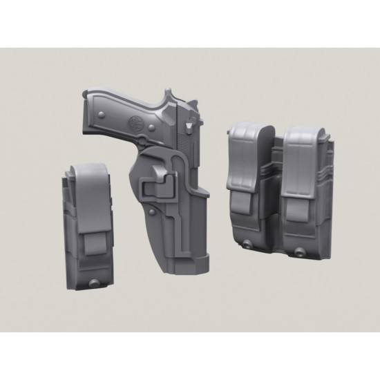 1/35 Beretta 92F in Blackhawk Serpa Holster w/Magazine Pouch set (10pcs)