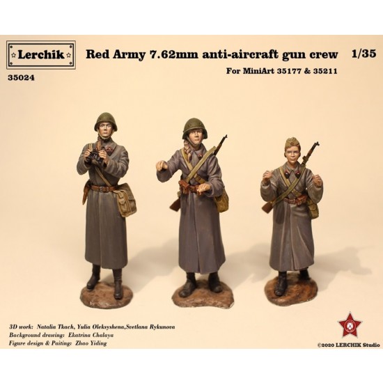 1/35 Red Army 7.62mm Anti-aircraft Gun Crew Team (3 figures) for MiniArt #35177/211