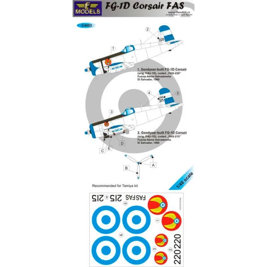 1/48 FG-1D Salvadorian AF 2 Decal Options for Tamiya kit