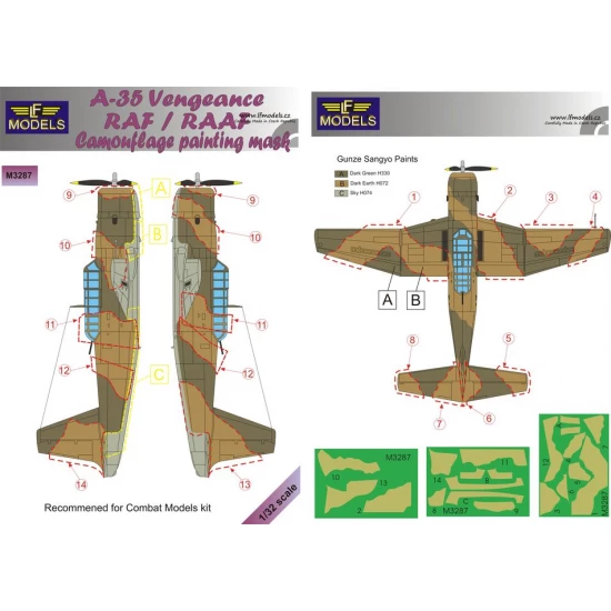1/32 A-35 RAF / RAAF Camouflage Painting Mask for Combat Models kit