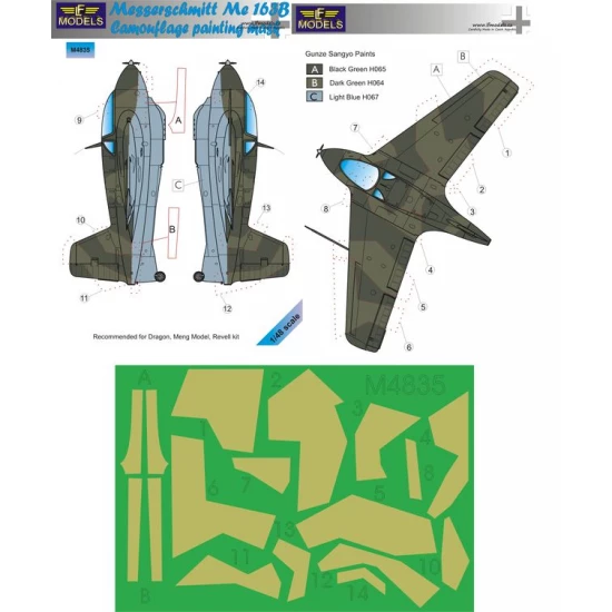 1/48 Messerschmitt Bf 163B Komet Camo Mask for Dragon/Meng Model/Revell kit