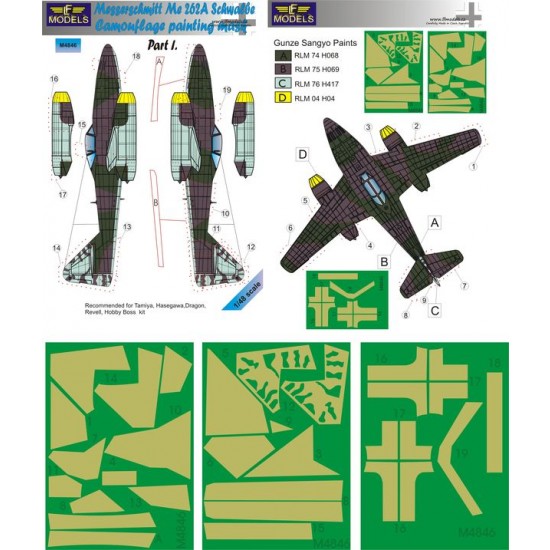 1/48 Me 262A Schwalbe I. Camo Mask for Tamiya/Hasegawa/Dragon/Revell/HobbyBoss