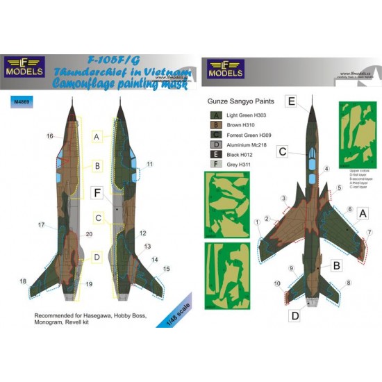 1/48 Republic F-105F/G Thunderchief Camo Mask or Hasegawa/Hobby Boss/Revell