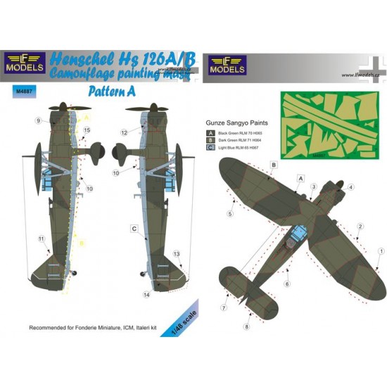1/48 Henschel Hs 126A/B Pattern B Camo Mask for Fonderie Miniature/ICM/Italeri