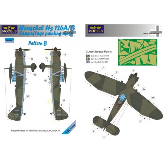 1/48 Henschel Hs 126A/B Pattern B Camo Mask for Fonderie Miniature/ICM/Italeri