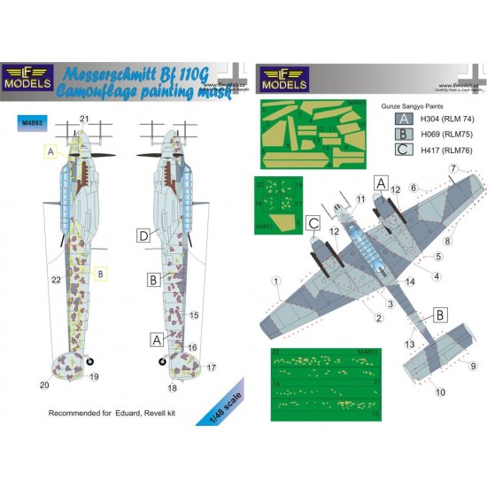 1/48 Messerschmitt Bf 110G Camouflage Painting Mask for Eduard/Revell kit
