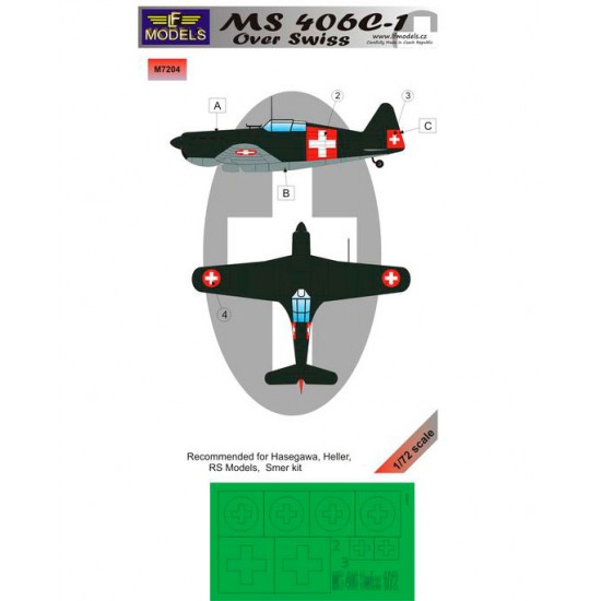 1/72 MS 406C-1 over Swiss Mask for 1 marking option for Hasegawa/Heller/RS/Smer