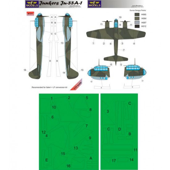 1/72 Junkers Ju 88A-1 Camo Masks for Revell/Italeri kit + LF conversion set