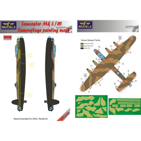 1/72 Lancaster Mk.I. / III. Camouflage Painting Mask for Airfix/Revell kit