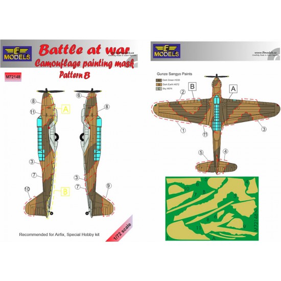 1/72 Battle at war Camo Painting Mask Pattern B for Airfix/Special Hobby kit