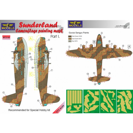 1/72 Sunderland Camo Mask Part I. Camo Mask for Special Hobby kit.