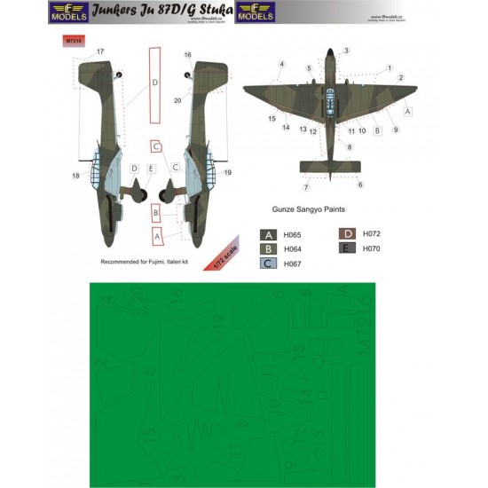 1/72 Junkers Ju87D/G Stuka Camo Masks for Academy/Fujimi/Italeri/Special Hobby