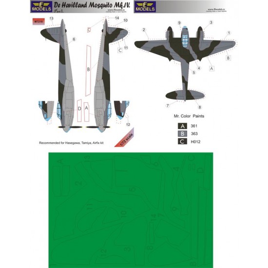 1/72 D.H. Mosquito Mk. IV part I. Camo Masks for Hasegawa/Tamiya/Airfix kit