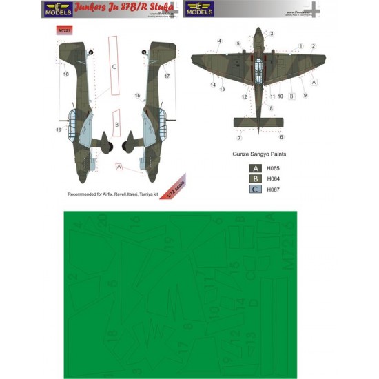 1/72 Junkers Ju87B/R Stuka Camo Masks for Airfix/Revell,Italeri/Tamiya kit